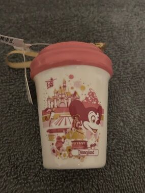 Disneyland Pink & White Travel Cup Starbucks Ornament. NWT